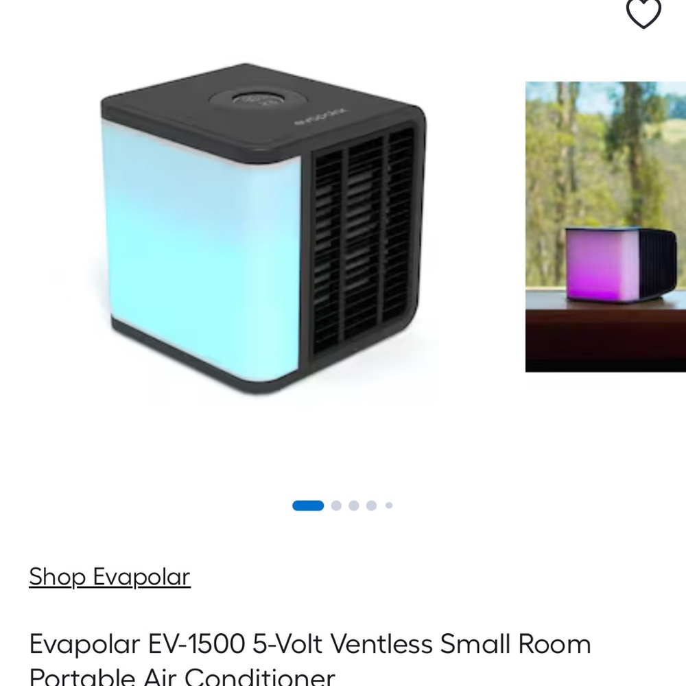 Evapolar EV-1500 Portable Ventless Air Cooler - Black with Gradient Light